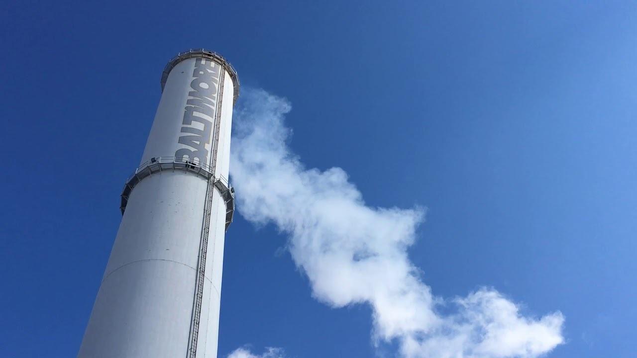 The smokestack of the Wheelabrator incinerator, Baltimore's single largest source of air pollution.