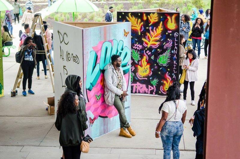 People enjoying the Broccoli City festival in Congress Heights, a residential neighborhood in Washington D.C. rooted in African American history, art and culture. A new Healthy Places Seed Grant from the University of Maryland School of Architecture, Planning and Preservation (MAPP) and the School of Public Health will fund a project preserving the culture and history, uncover erased or unheard narratives and seek to elevate restorative justice outcomes in this and other area neighborhoods. 