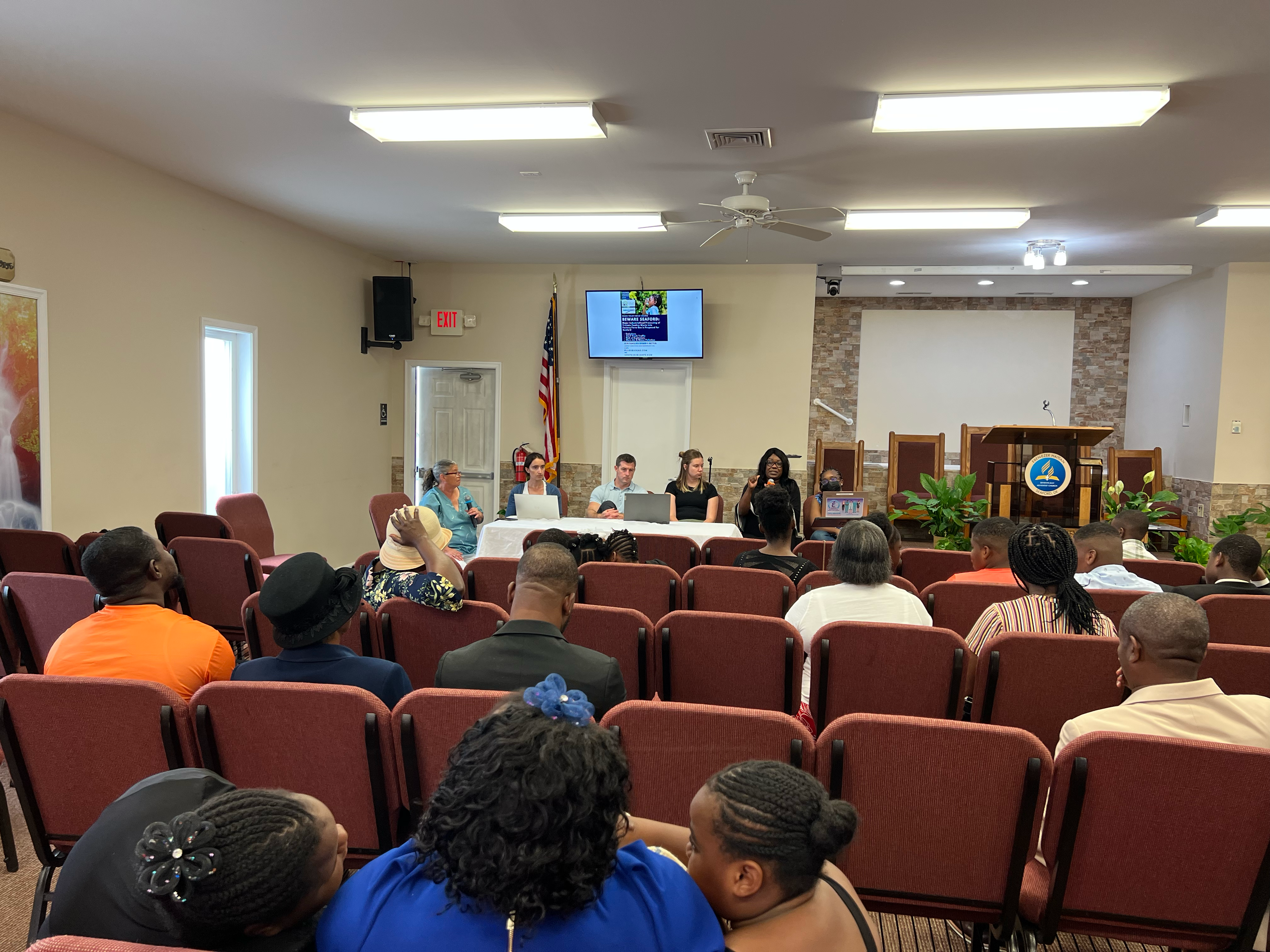 Community meeting in a church