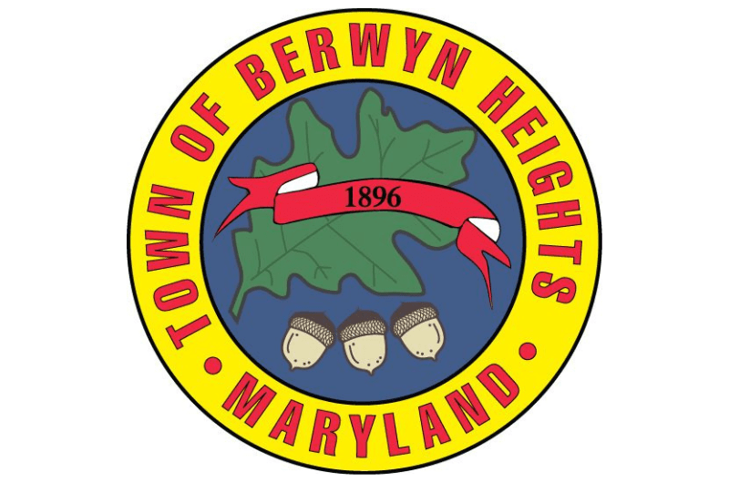 Town seal blue, red, and yellow