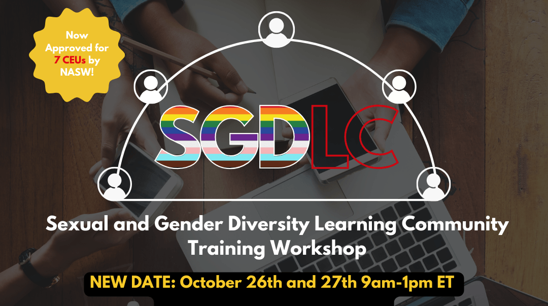 Graphic showing details for upcoming sexual and gender diversity learning workshop