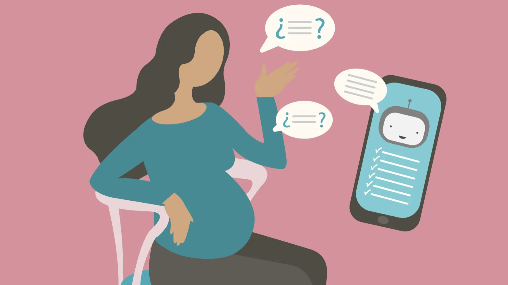 illustration of a pregnant woman using a phone app