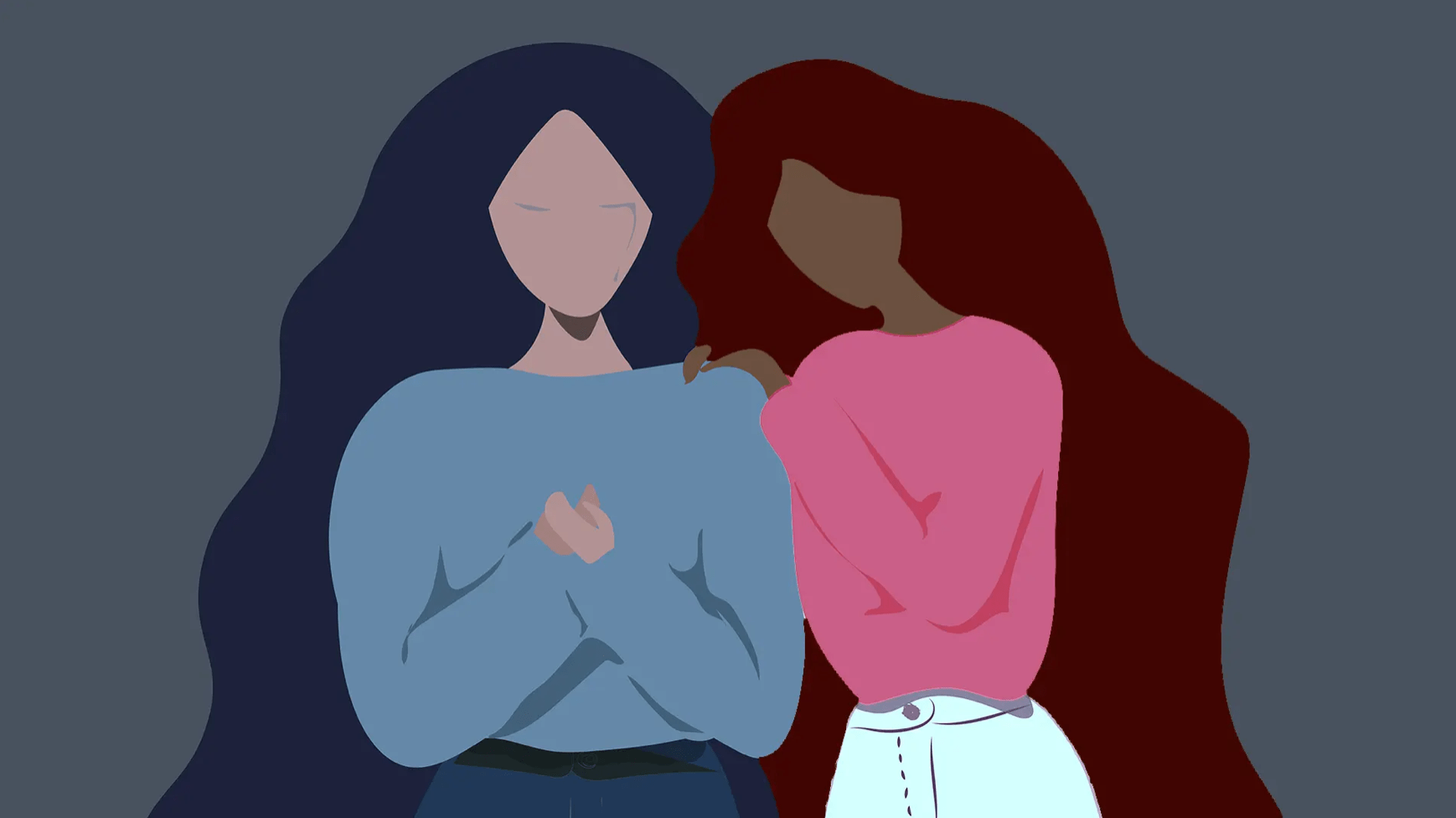 Illustration of two women looking sad