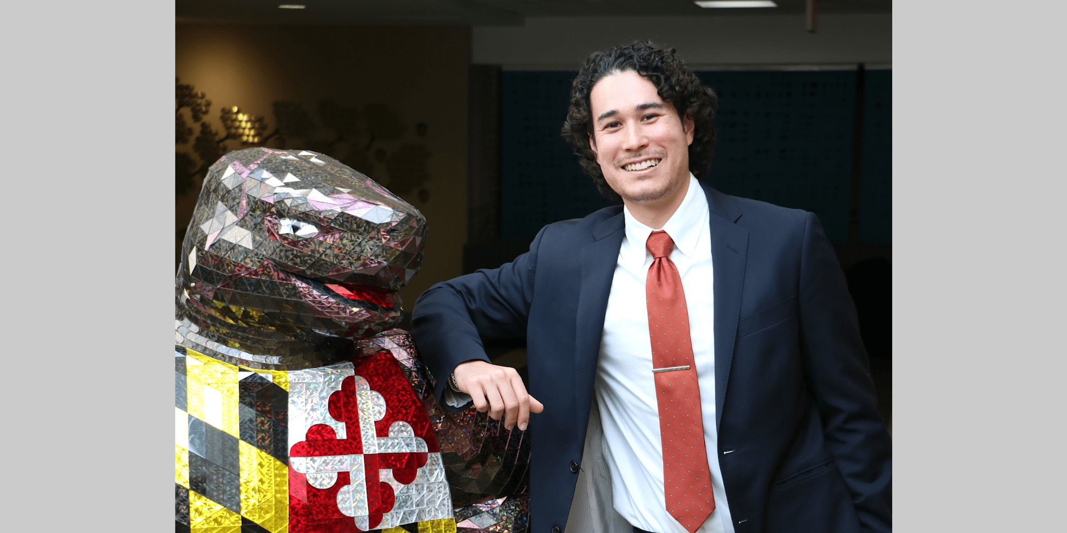 Chawin Reilly leaning on Testudo