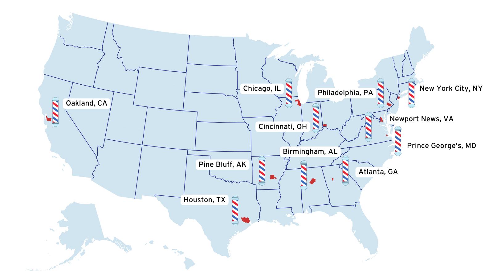 Map of the united states that shows all wellness Warrior locations