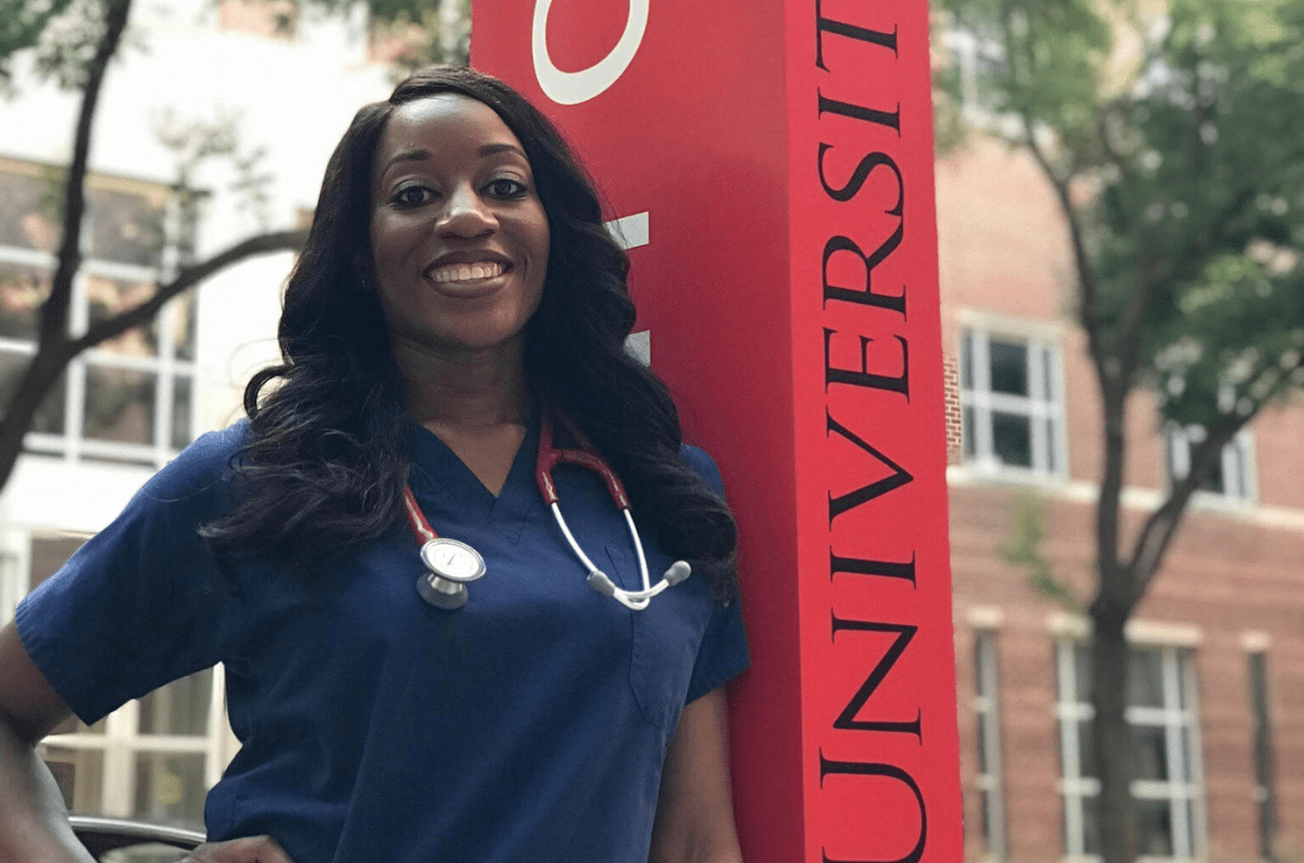 black woman in medical scrubs