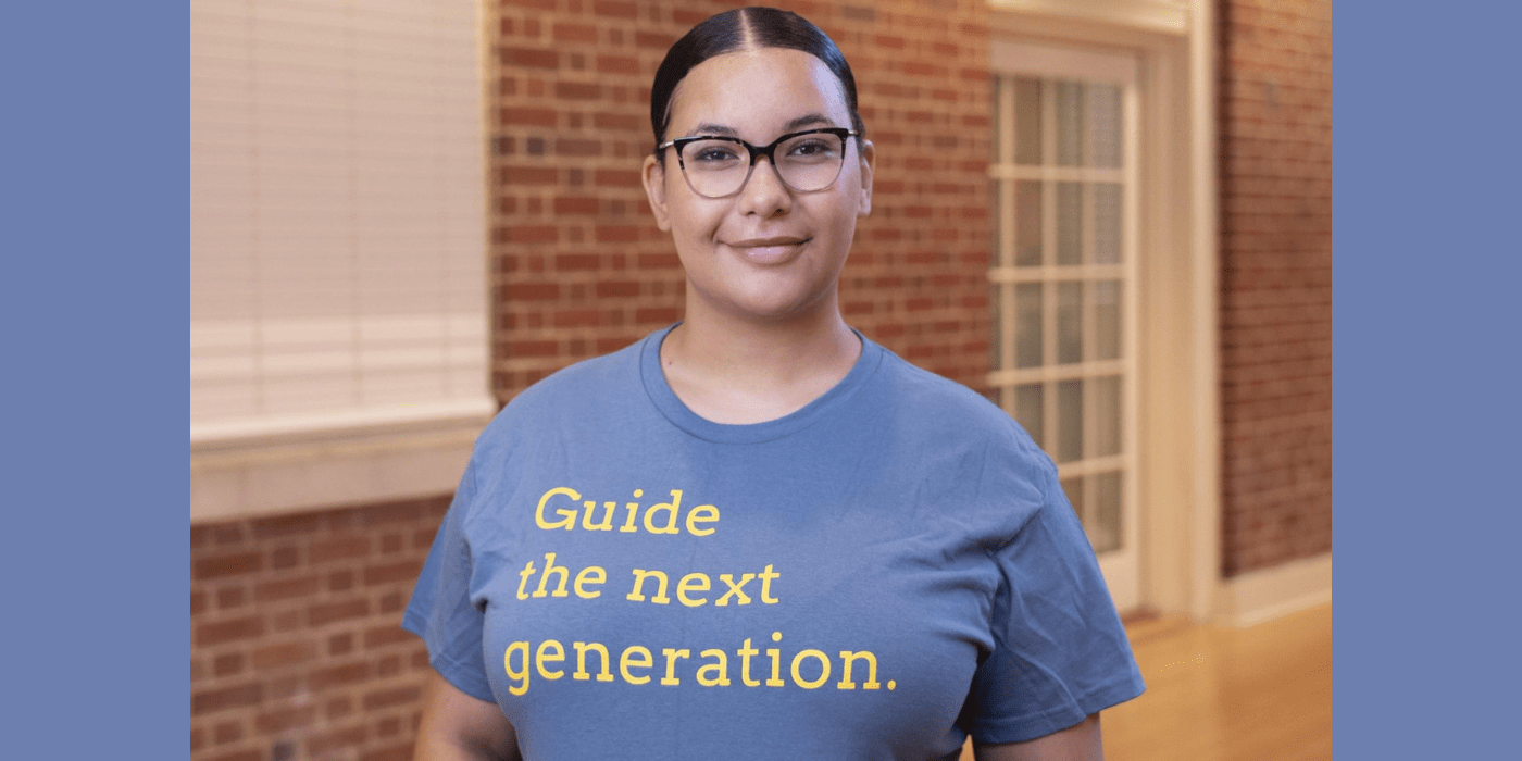 female student wearing a blue shirt