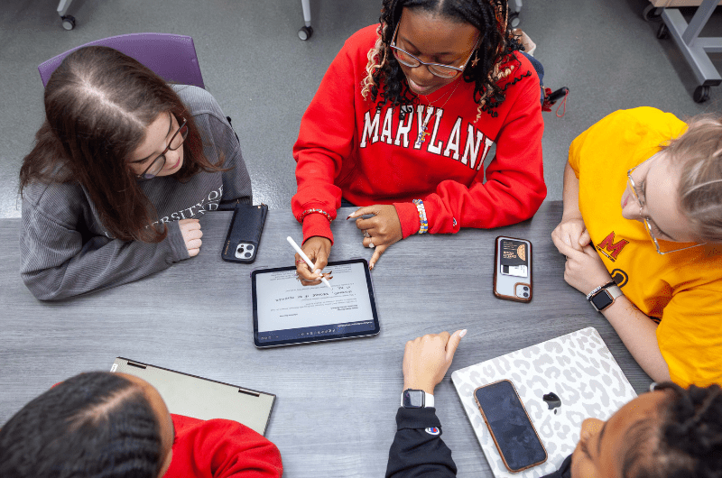 group of students at a table