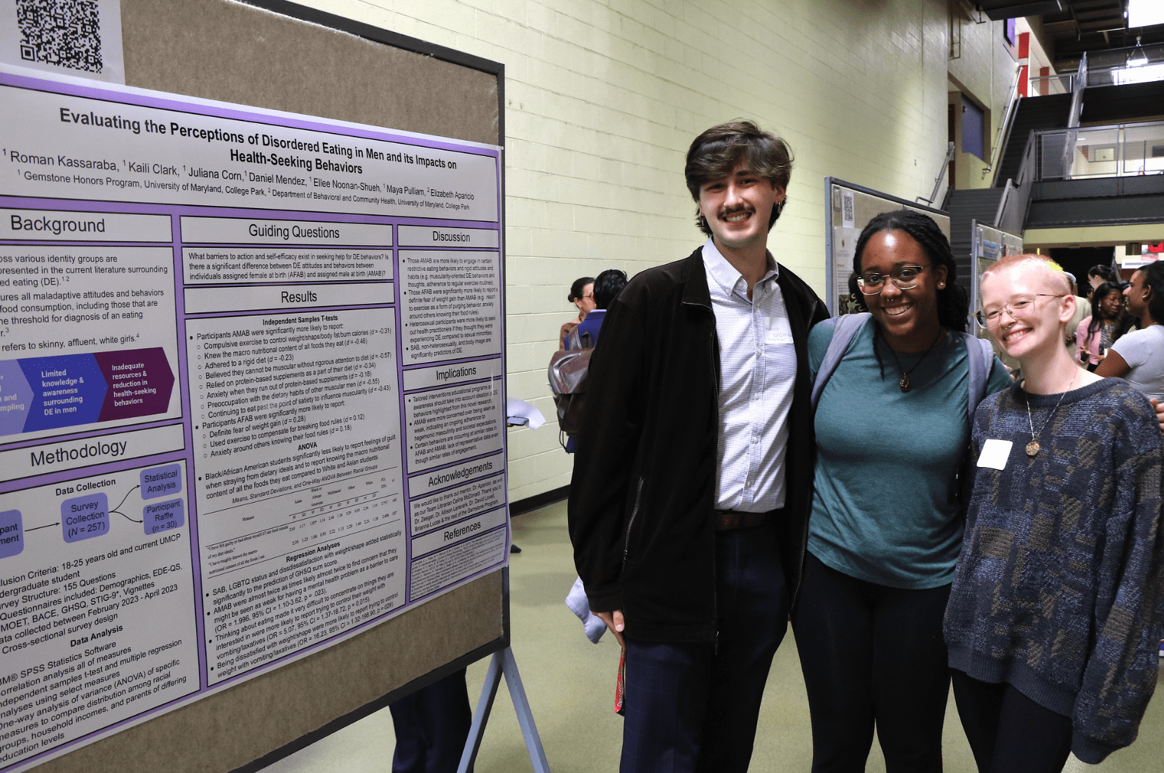 Three students presenting at SPH's Research and Practice Day