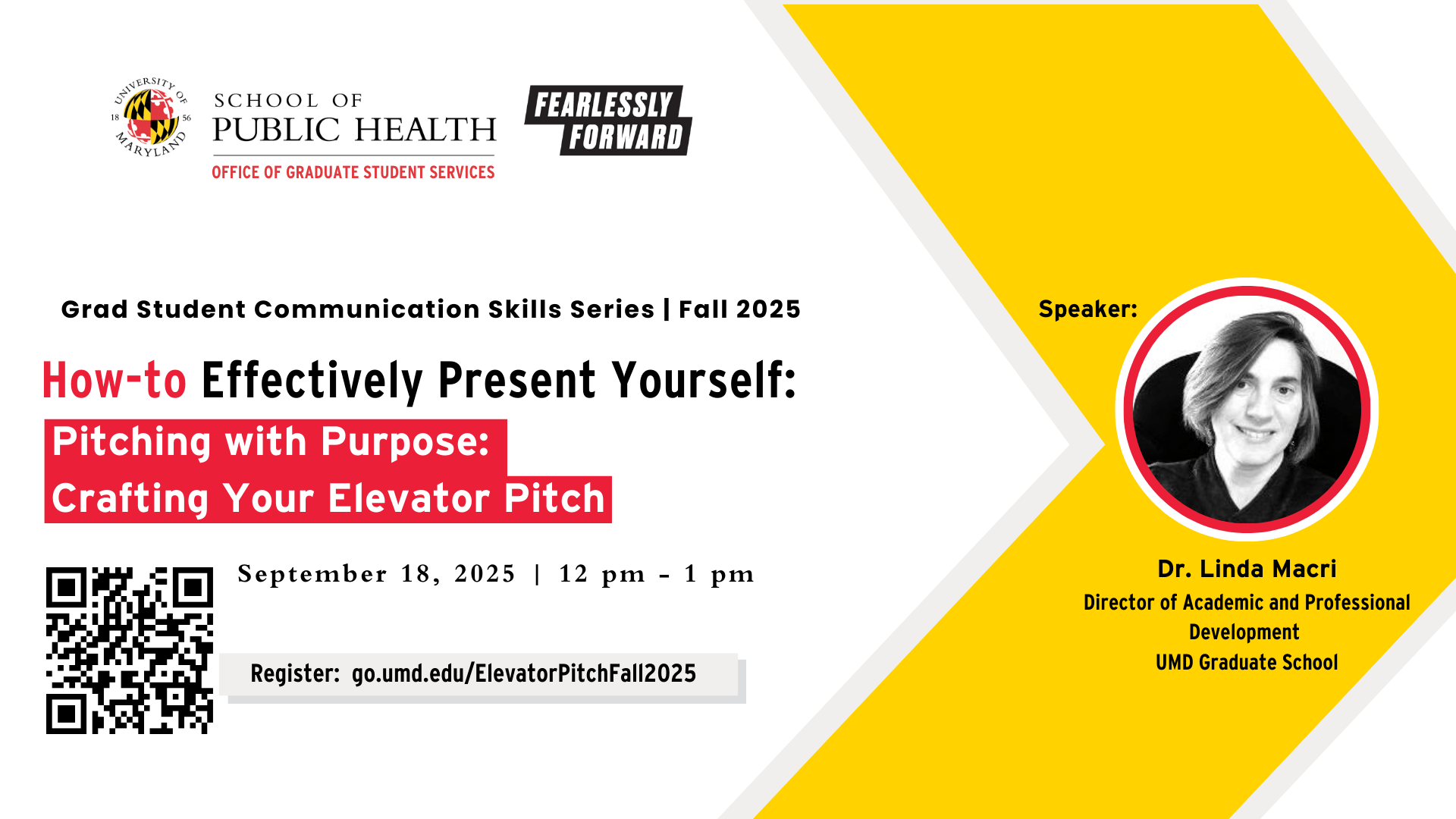 Elevator Pitch Workshop Flyer on Sept. 18
