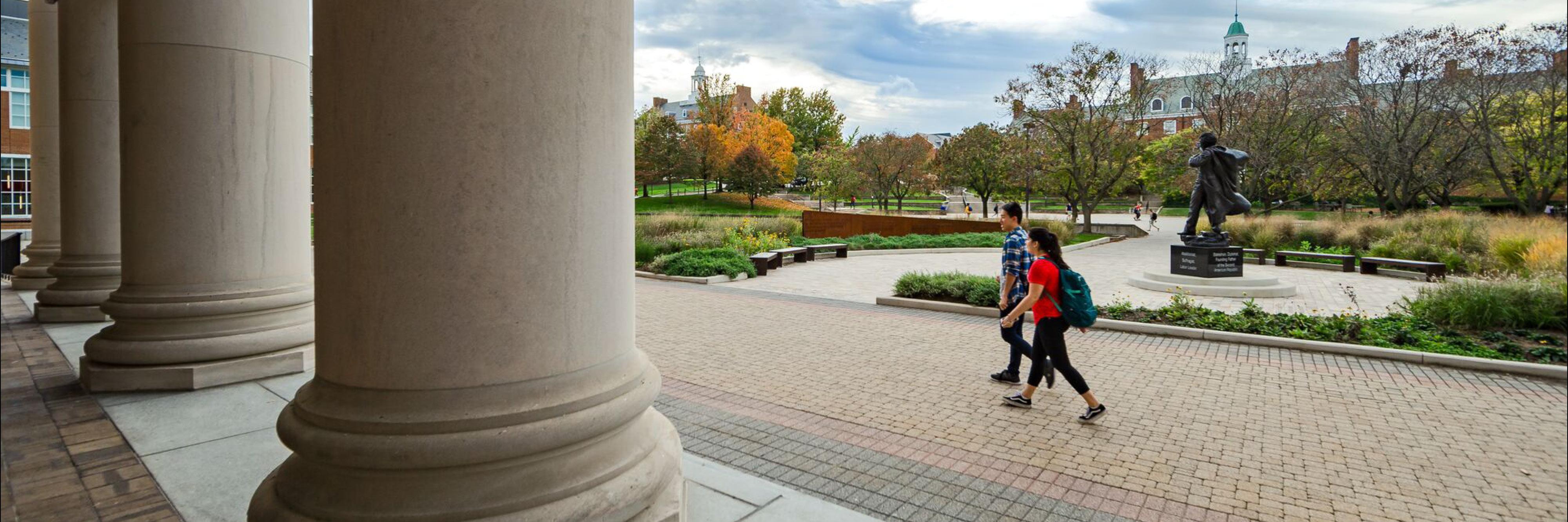 Students walking on campus