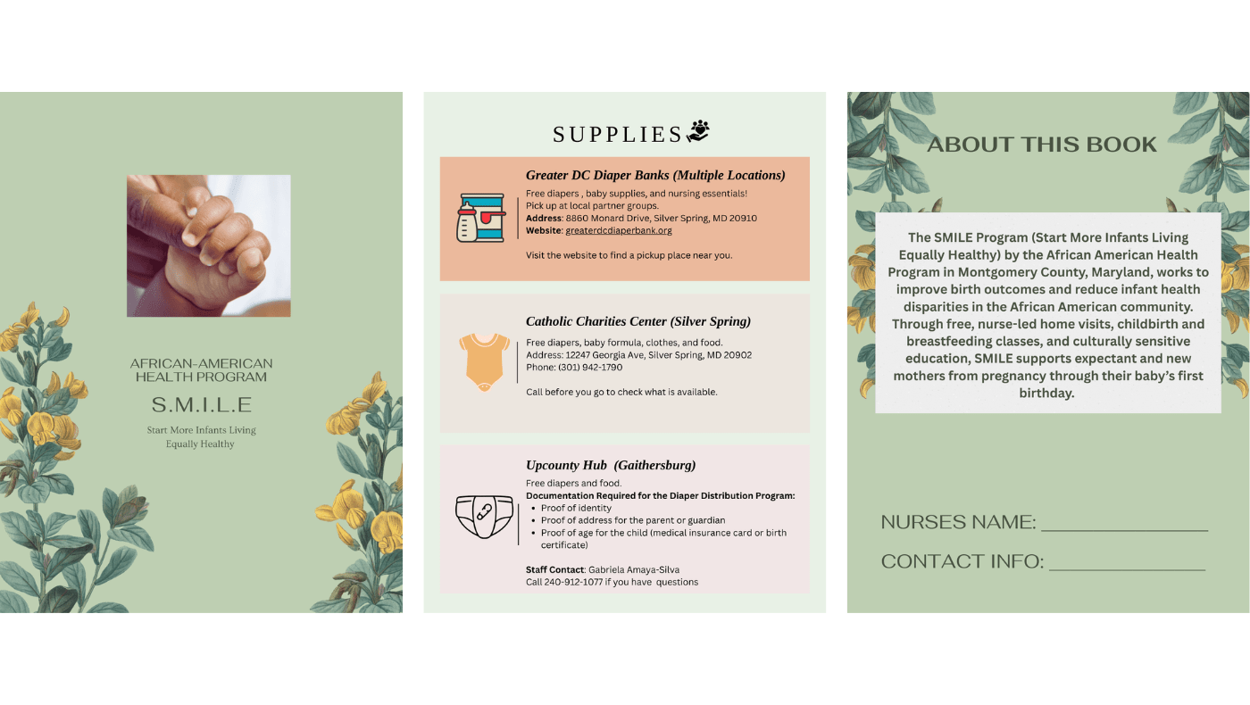 3 pages of a leaflet for AAHP