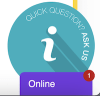 blue circle with letter I and purple banner with the word online